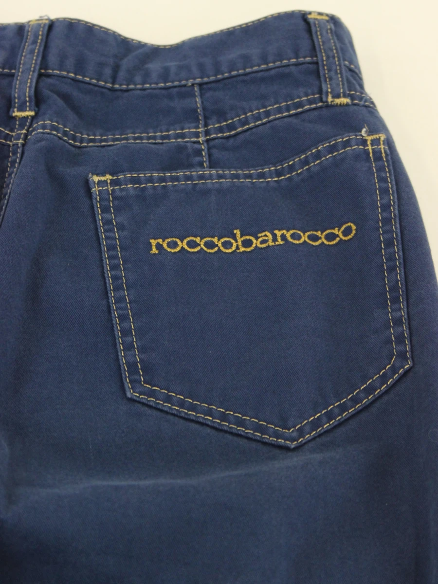 RoccoBarocco luchtige blauwe damesjeans met maritime borduursels