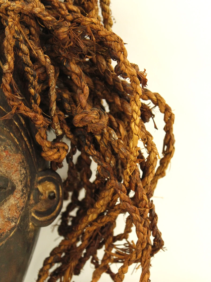 XL Chokwe Masker Mwana Pwo met hoofdtooi & vlechten