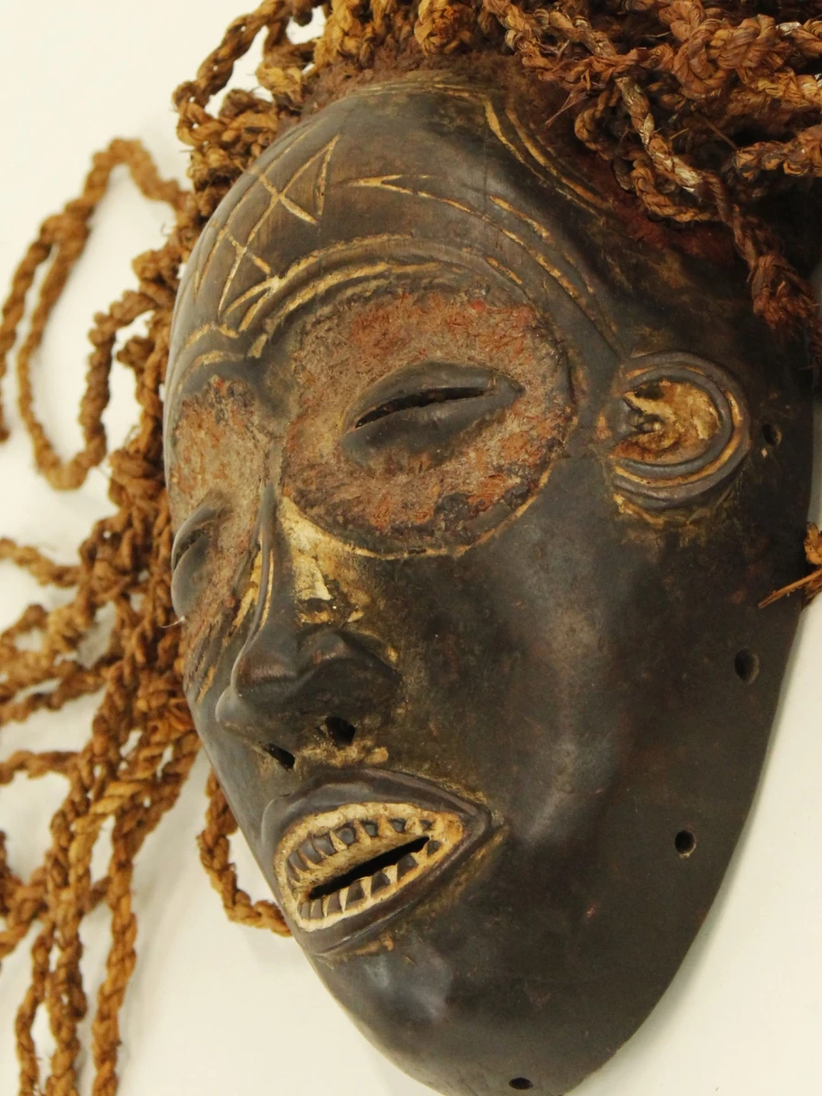 XL Chokwe Masker Mwana Pwo met hoofdtooi & vlechten