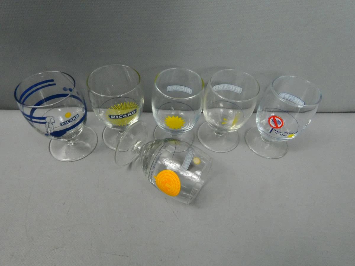 Set van 6 vintage Ricard borrelglaasjes
