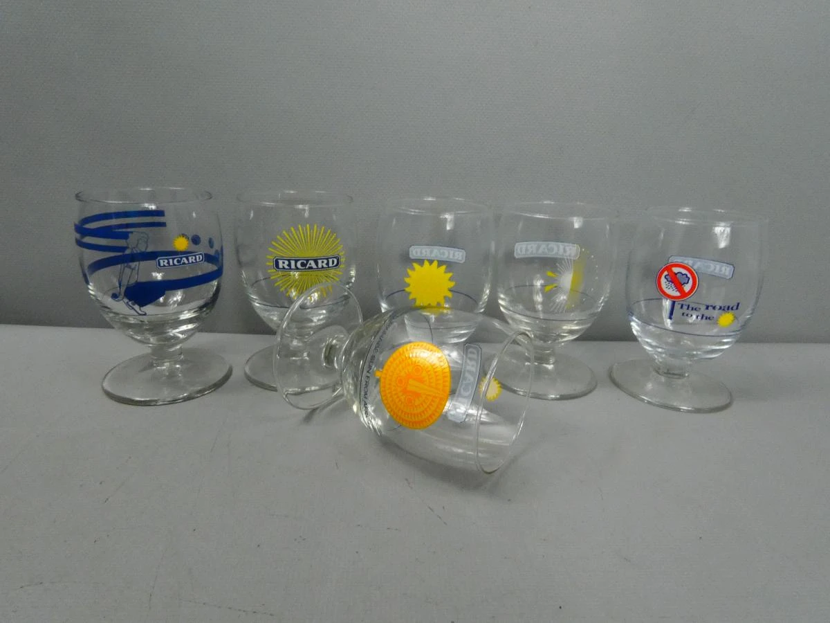 Set van 6 vintage Ricard borrelglaasjes