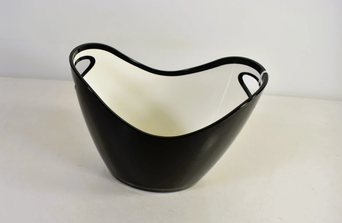 Set van 7 moderne ijsemmers zwart/wit kunststof met handgrepen