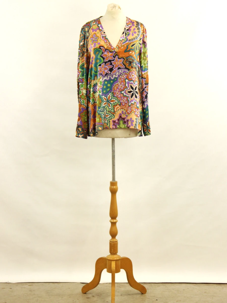 Momonì - zijden blouse met kleurrijke print