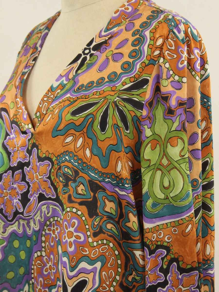 Momonì - zijden blouse met kleurrijke print