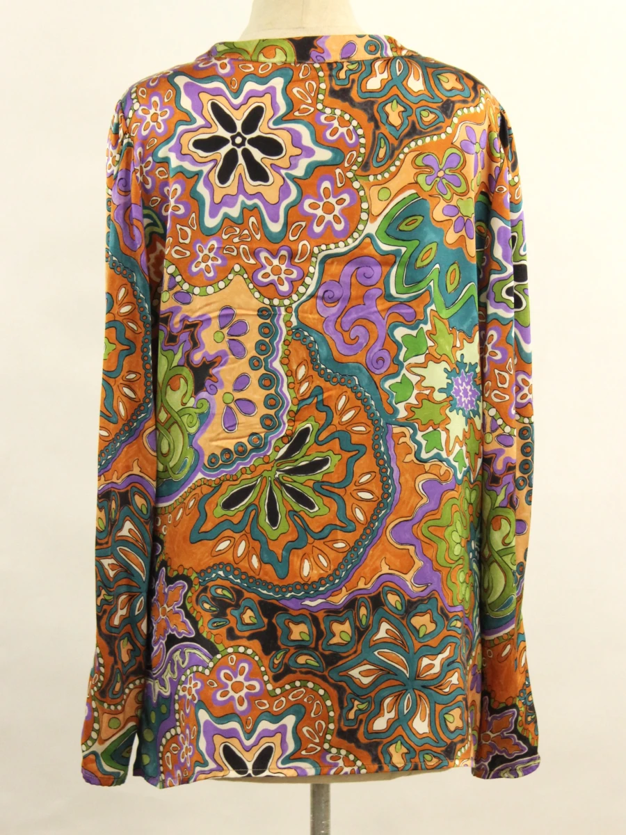 Momonì - zijden blouse met kleurrijke print