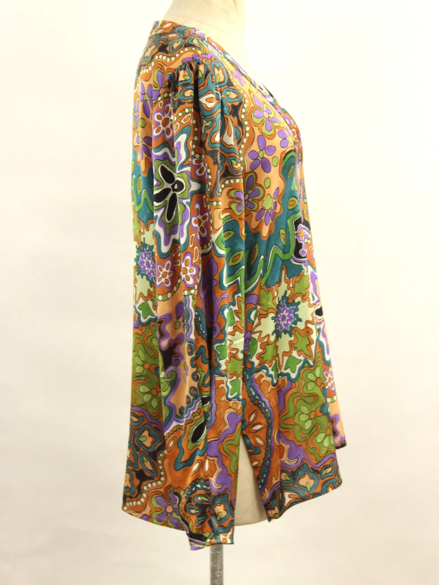 Momonì - zijden blouse met kleurrijke print