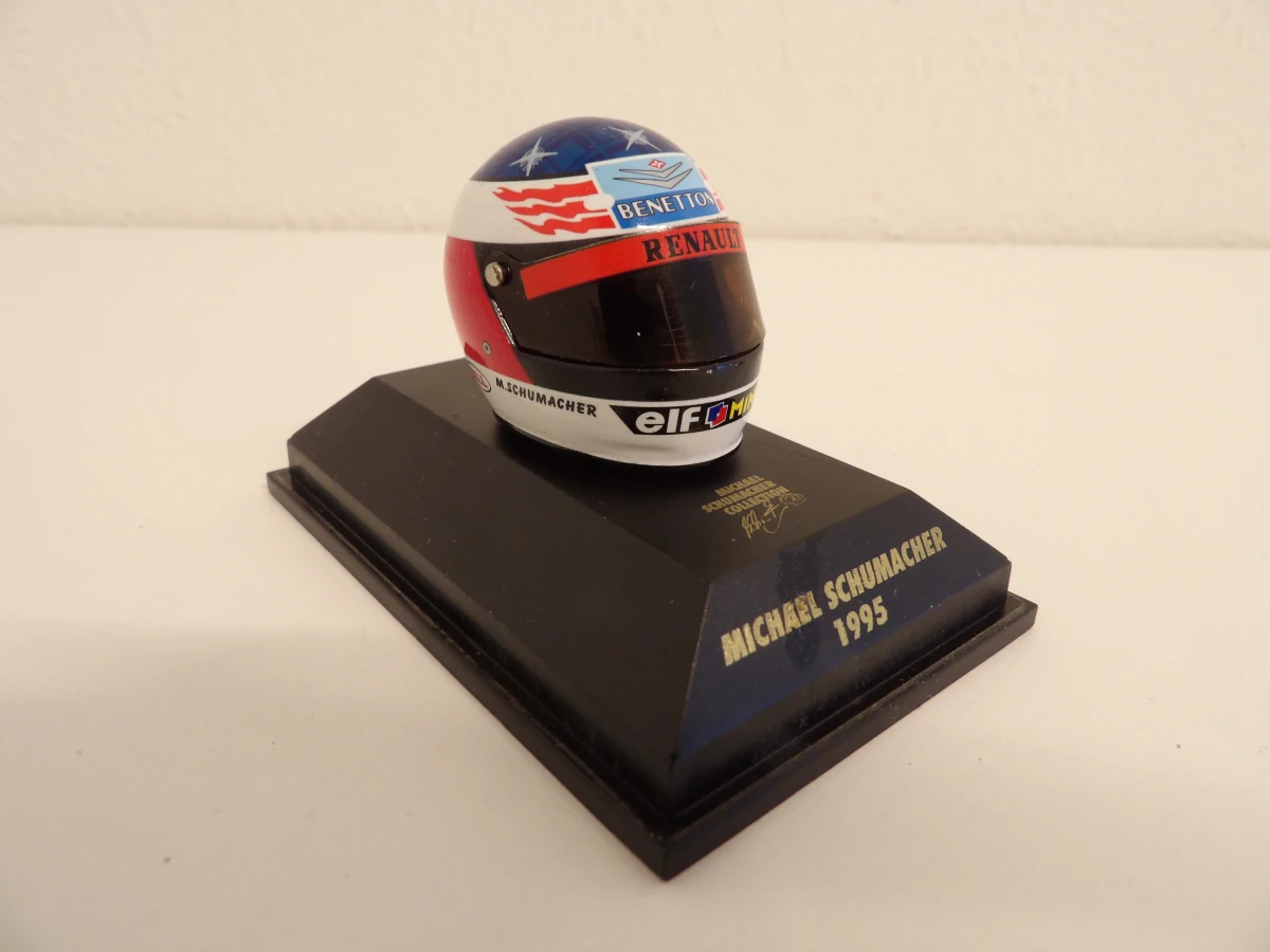 Michael Schumacher Collection miniatuur helm en modelauto set