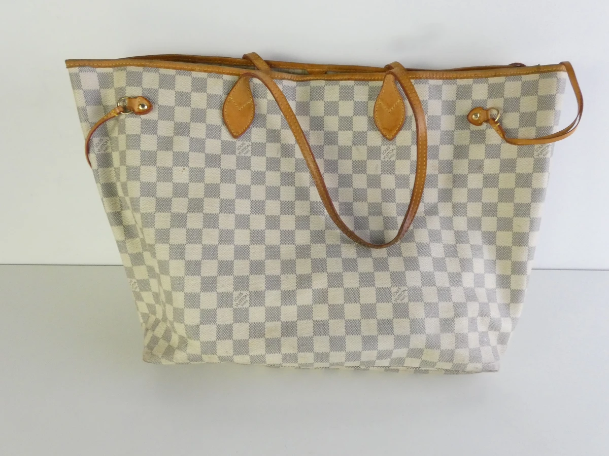Louis Vuitton grote handtas met ruitpatroon en leren details