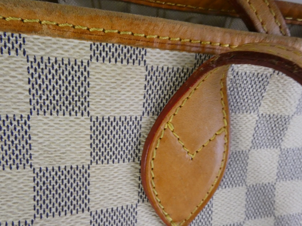 Louis Vuitton grote handtas met ruitpatroon en leren details