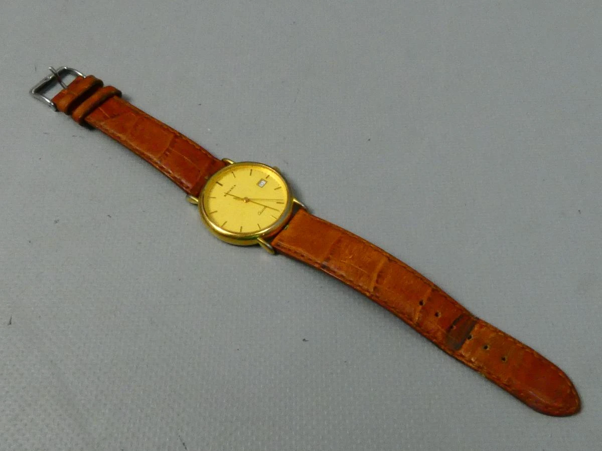 Vintage horloge Rodania met leren band in doos