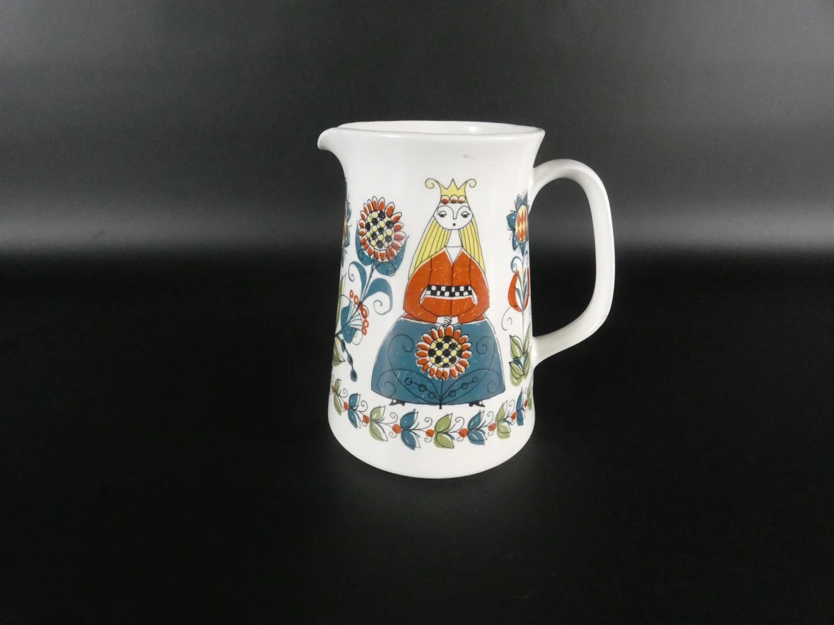Vintage keramieken kan met kleurrijke koningsfiguren