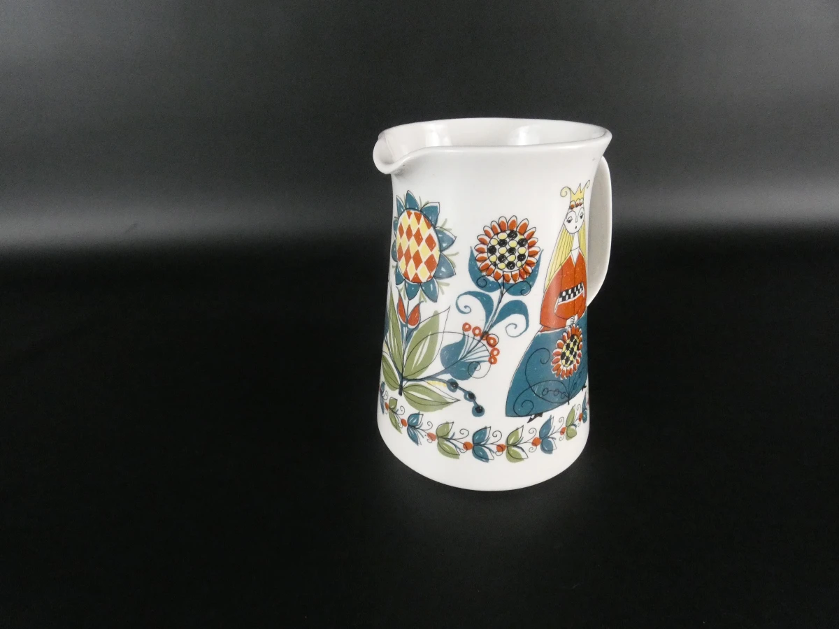 Vintage keramieken kan met kleurrijke koningsfiguren