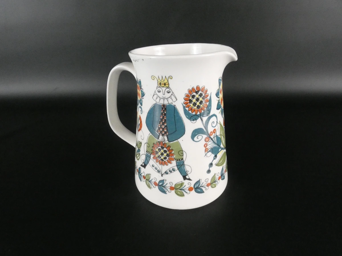 Vintage keramieken kan met kleurrijke koningsfiguren