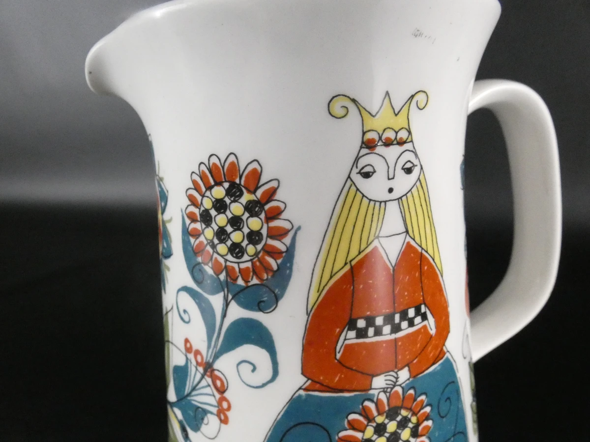 Vintage keramieken kan met kleurrijke koningsfiguren