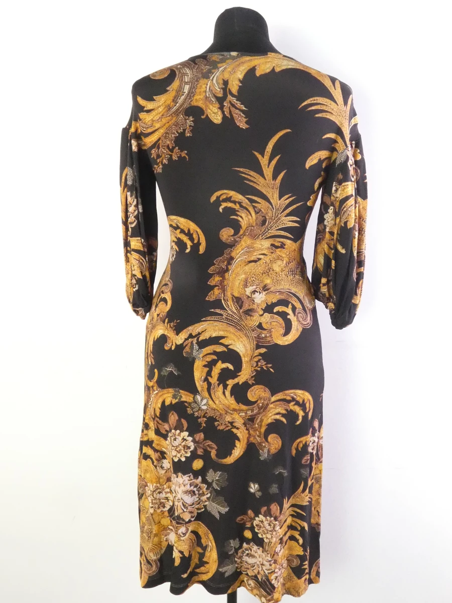 Dames jurk met barokprint en halflange mouwen