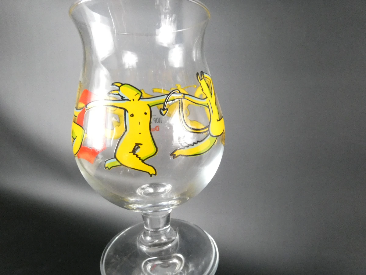 Set van 10 Duvel bierglazen met houten bord en metalen bord