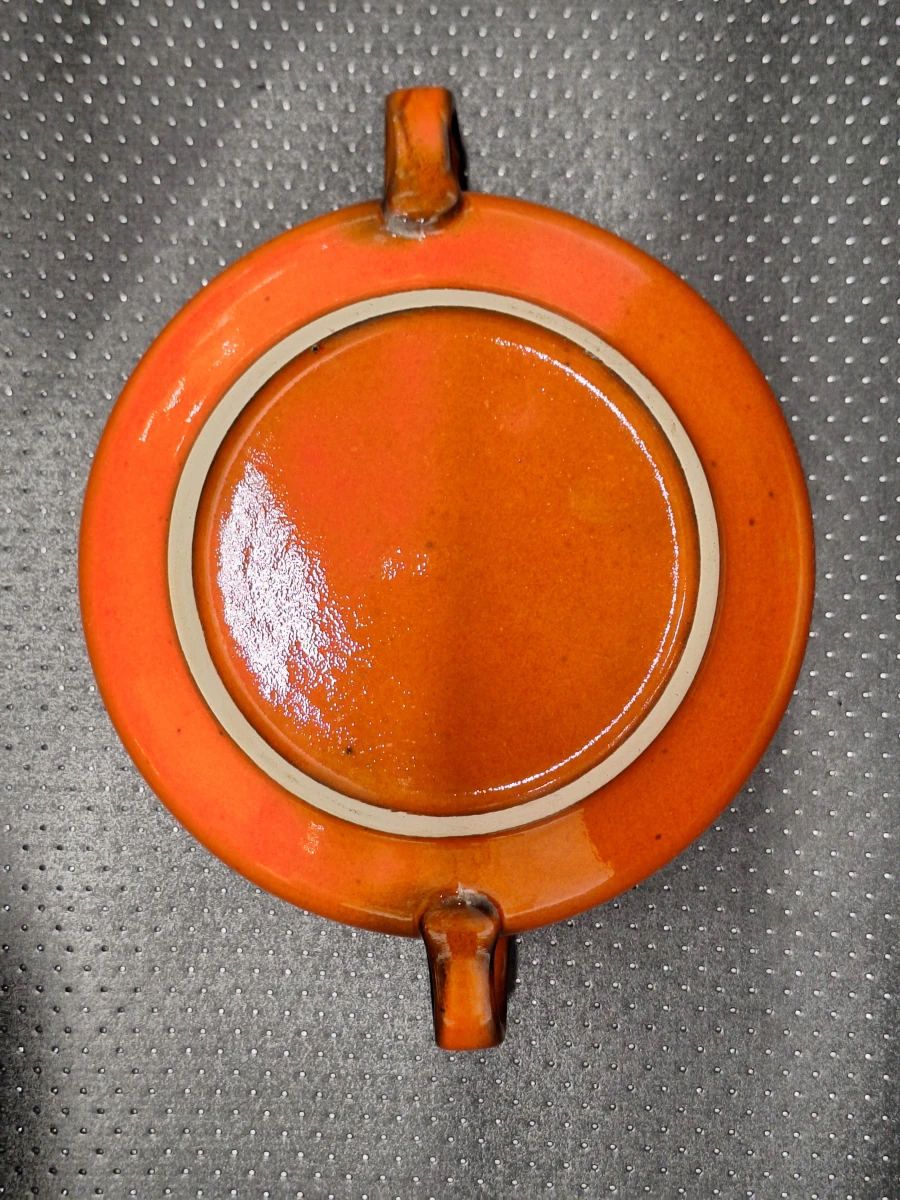 11-delige oranje keramieken brunch- en koffieset met serveerplateau - jaren '70