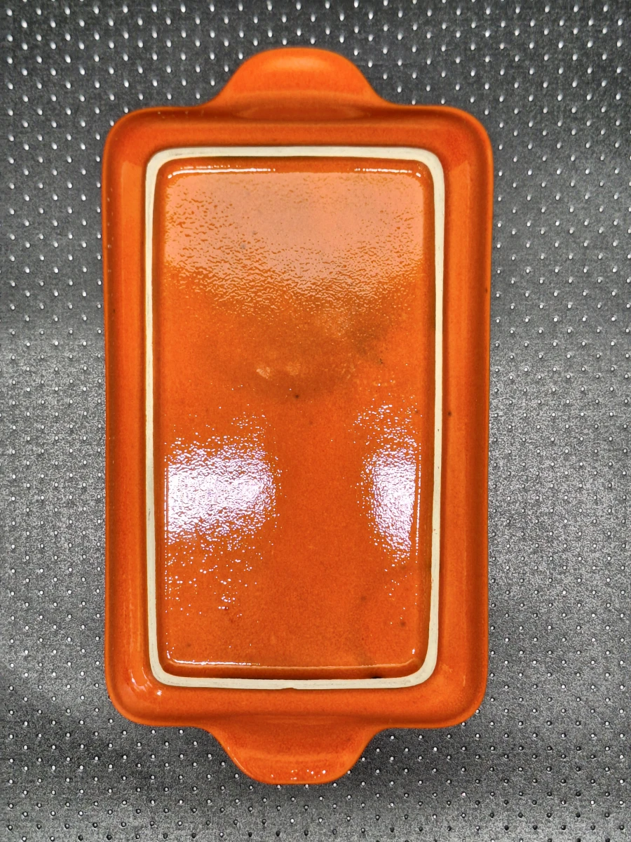 11-delige oranje keramieken brunch- en koffieset met serveerplateau - jaren '70
