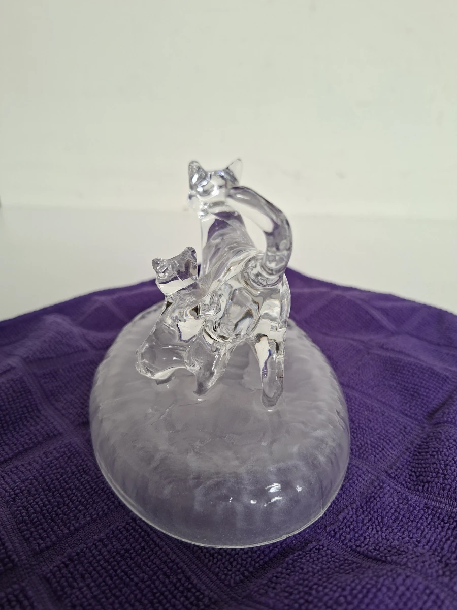🐈‍⬛  Luxe Kristallen Kattenfamilie Beeldje – Cristal d'Arques (Frankrijk) – Vintage