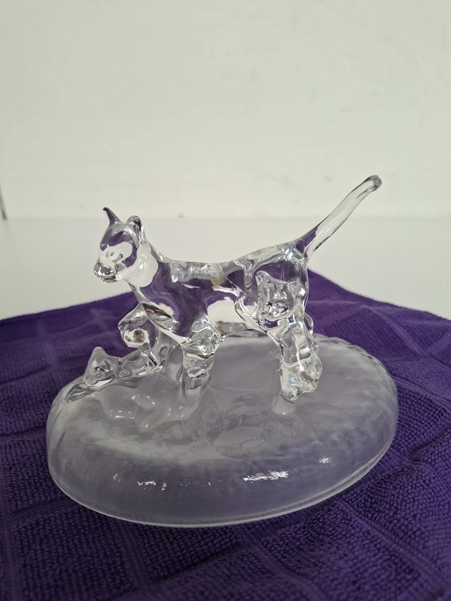 🐈‍⬛  Luxe Kristallen Kattenfamilie Beeldje – Cristal d'Arques (Frankrijk) – Vintage
