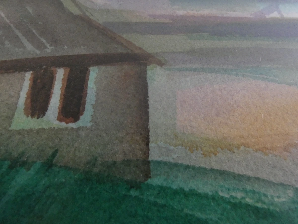 Aquarel landschap in aluminium lijst