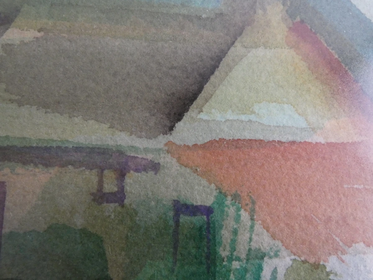 Aquarel landschap in aluminium lijst