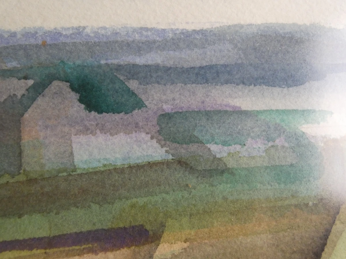 Aquarel landschap in aluminium lijst
