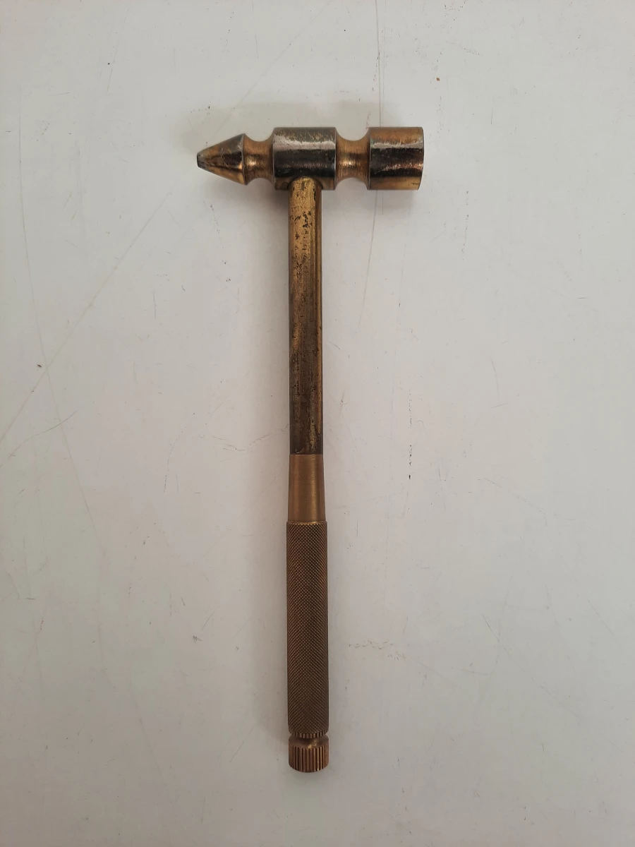 Vintage Messing 6-in-1 Nestbare Hamer & Schroevendraaier Multitool – Jaren 50/60