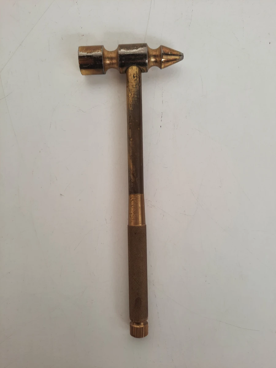 Vintage Messing 6-in-1 Nestbare Hamer & Schroevendraaier Multitool – Jaren 50/60