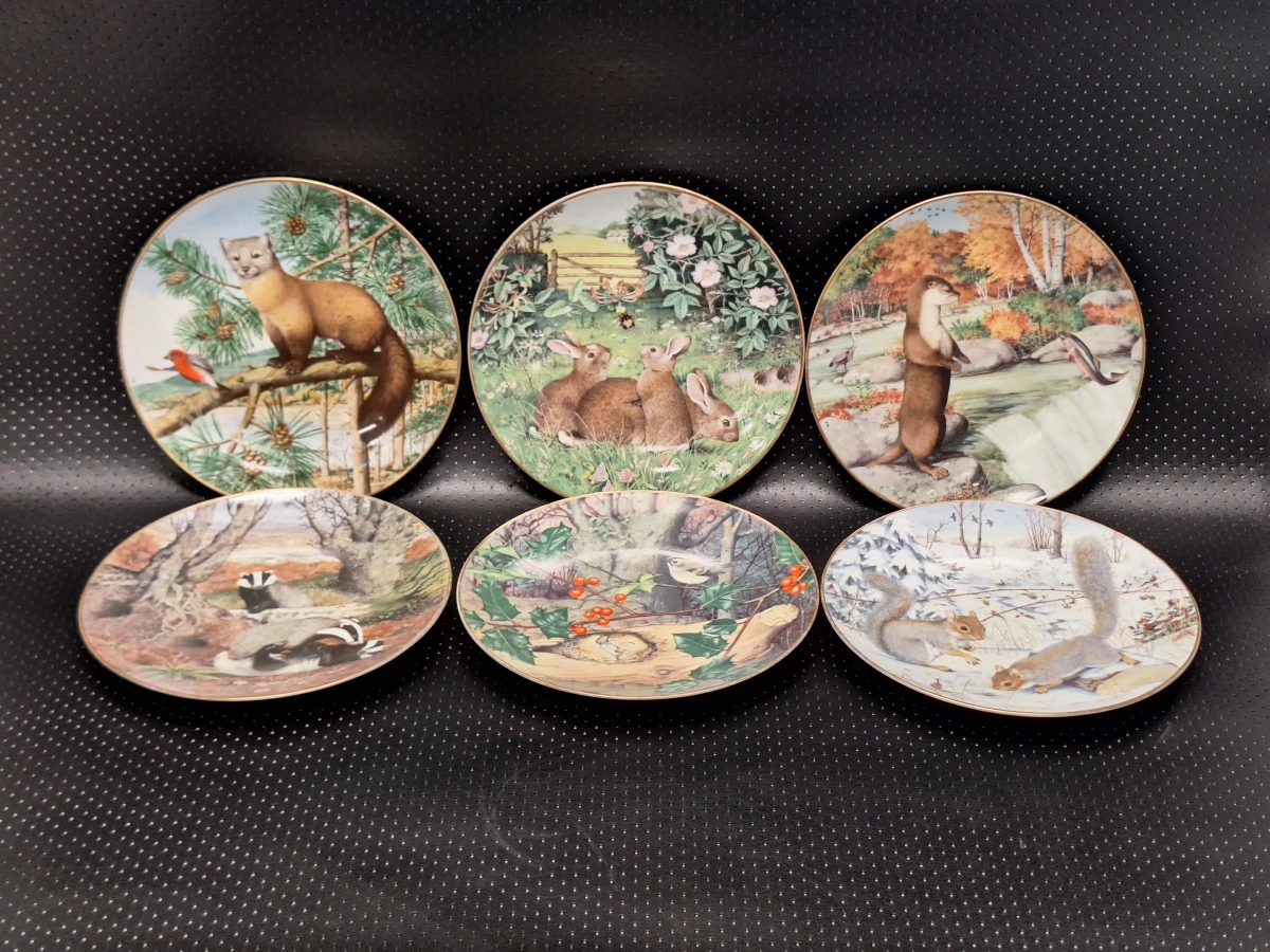 Franklin Porcelain "The Woodland Year" – Complete set van 6 verzamelborden door Peter Barrett (1981)