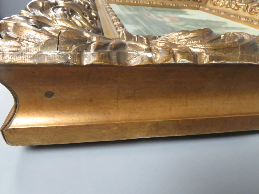 Olieverfschilderij landschap met meer en huis