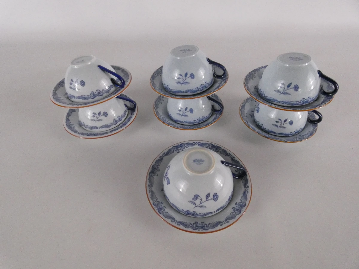 Set van 7 vintage kop en schotels Rörstrand Ostindia