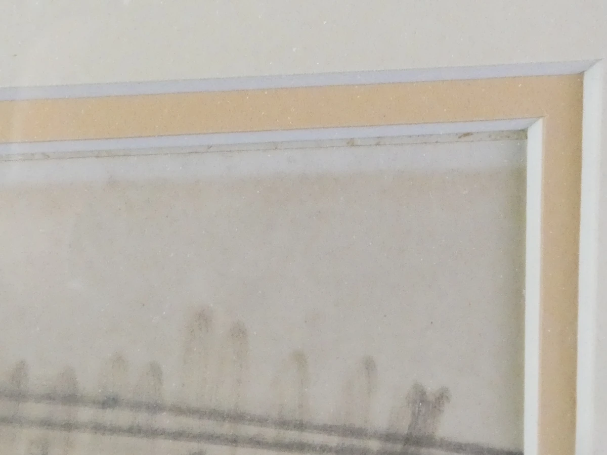 Set van 2 ingekaderde zwart-wit grafische prenten van dorpsgezichten