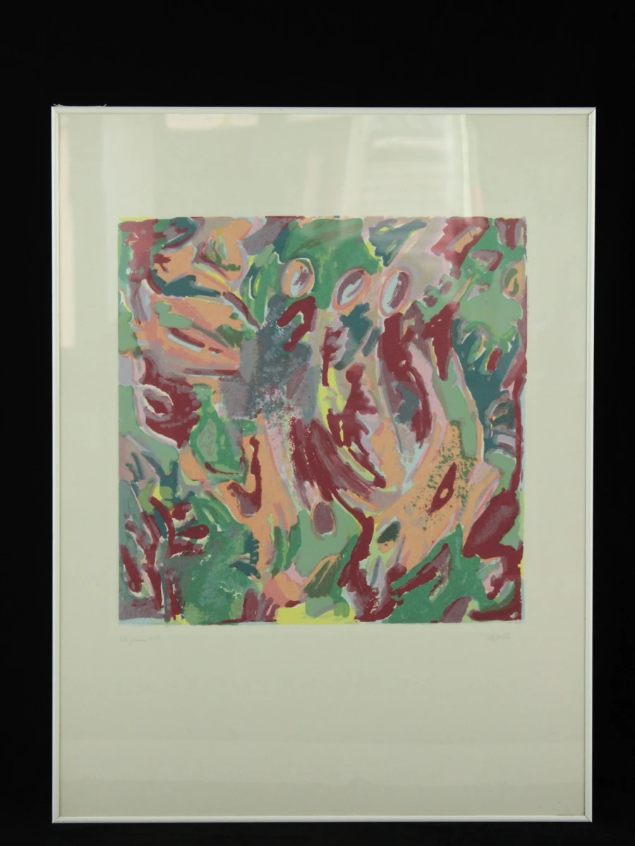 Martine Van Santvliet Abstracte ingelijste kunstwerk uit 1985