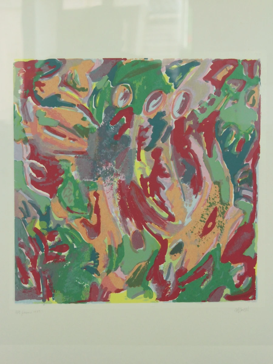Martine Van Santvliet Abstracte ingelijste kunstwerk uit 1985