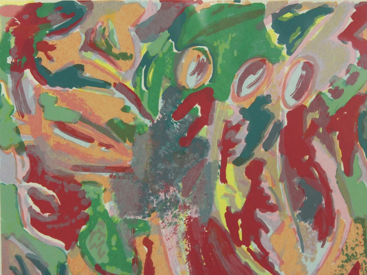 Martine Van Santvliet Abstracte ingelijste kunstwerk uit 1985