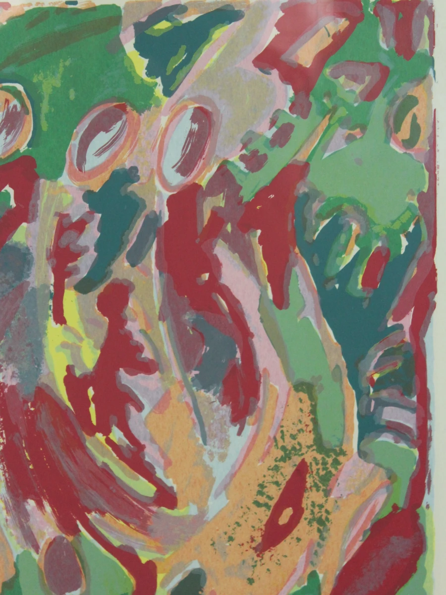 Martine Van Santvliet Abstracte ingelijste kunstwerk uit 1985