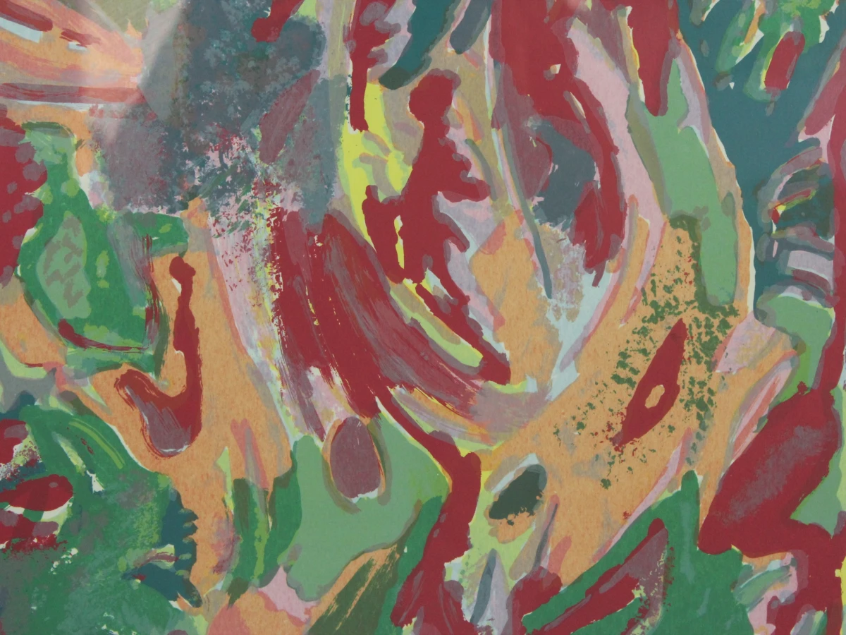 Martine Van Santvliet Abstracte ingelijste kunstwerk uit 1985