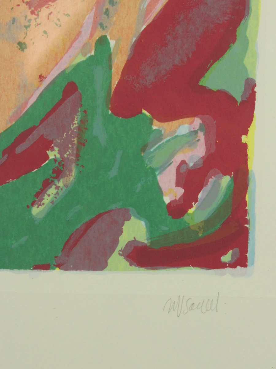 Martine Van Santvliet Abstracte ingelijste kunstwerk uit 1985
