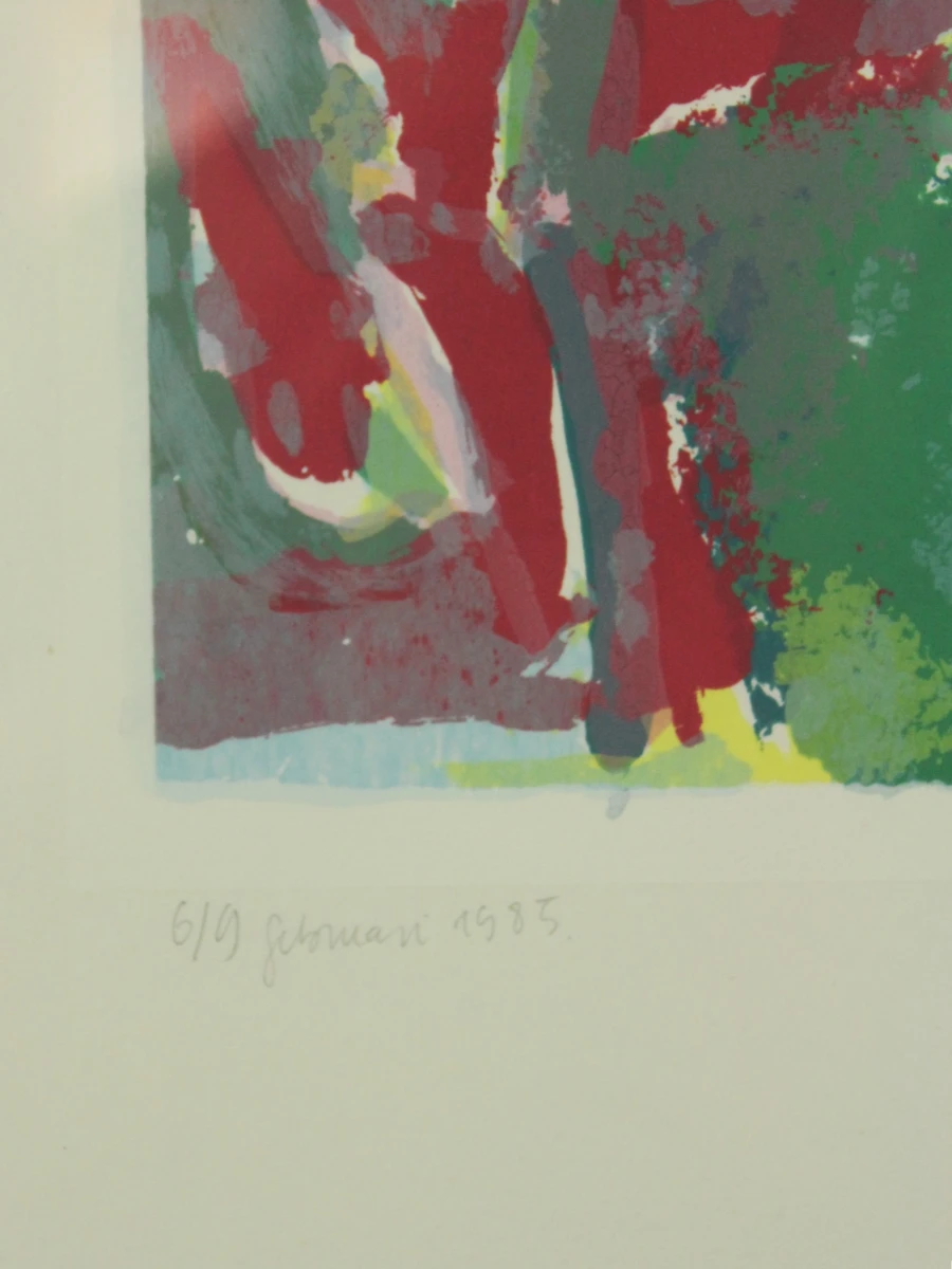 Martine Van Santvliet Abstracte ingelijste kunstwerk uit 1985