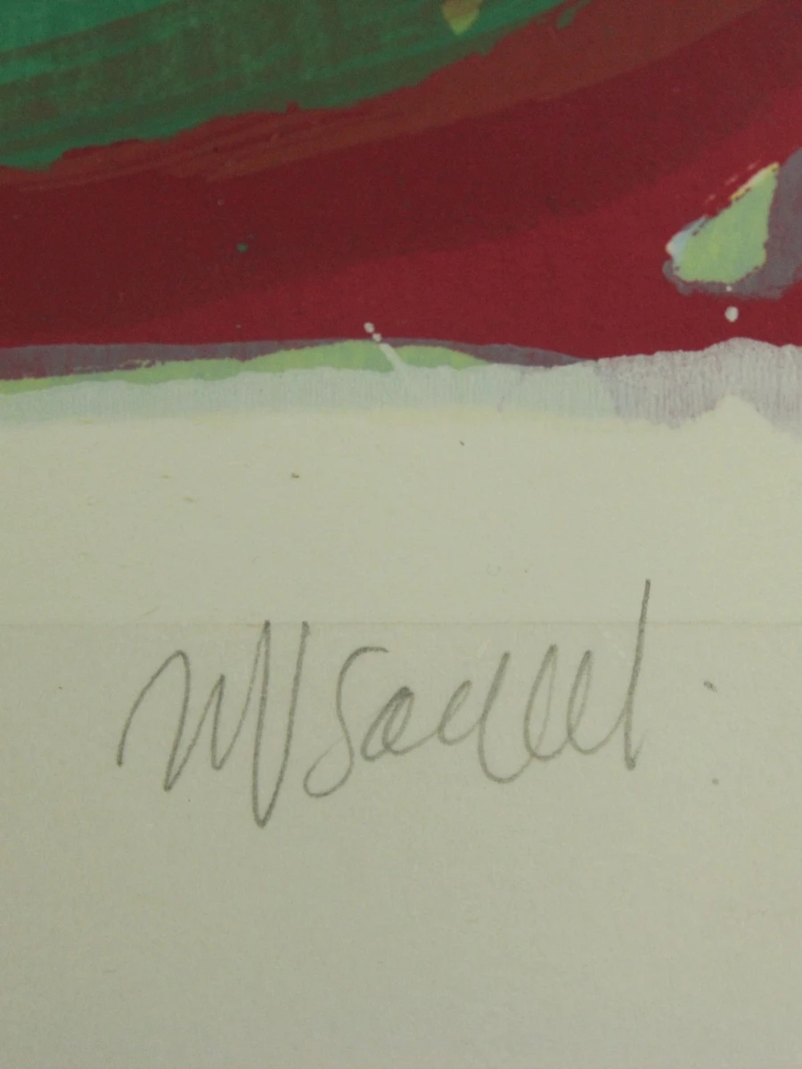 Martine Van Santvliet Abstracte ingelijste kunstwerk uit 1985