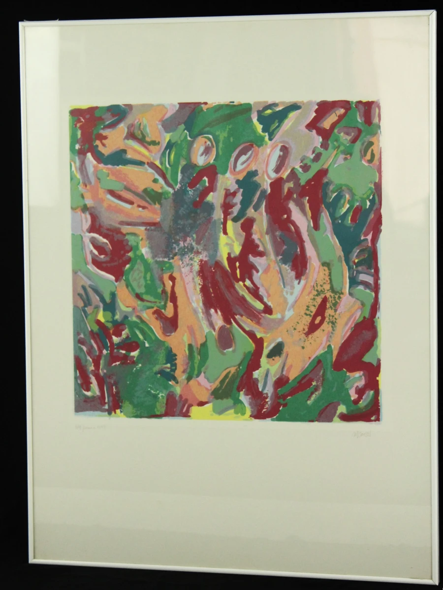 Martine Van Santvliet Abstracte ingelijste kunstwerk uit 1985