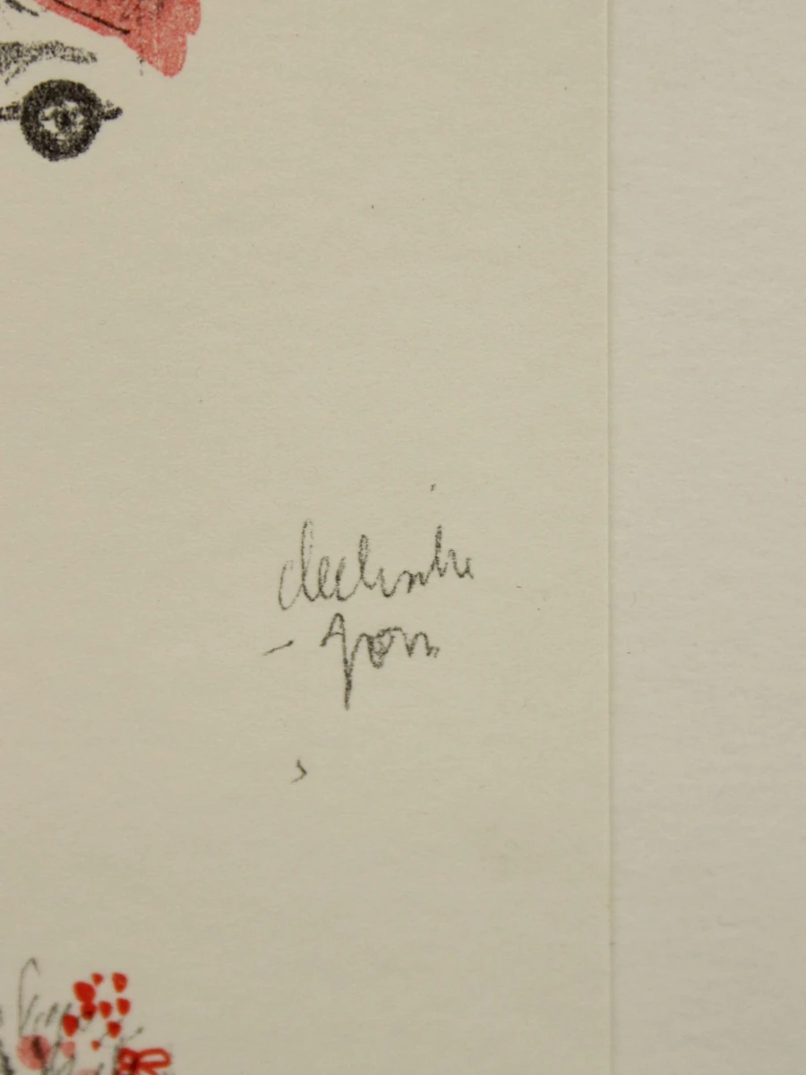 Gesigneerde lithografie 'Achter de Gevels' van Judith Vanistendael