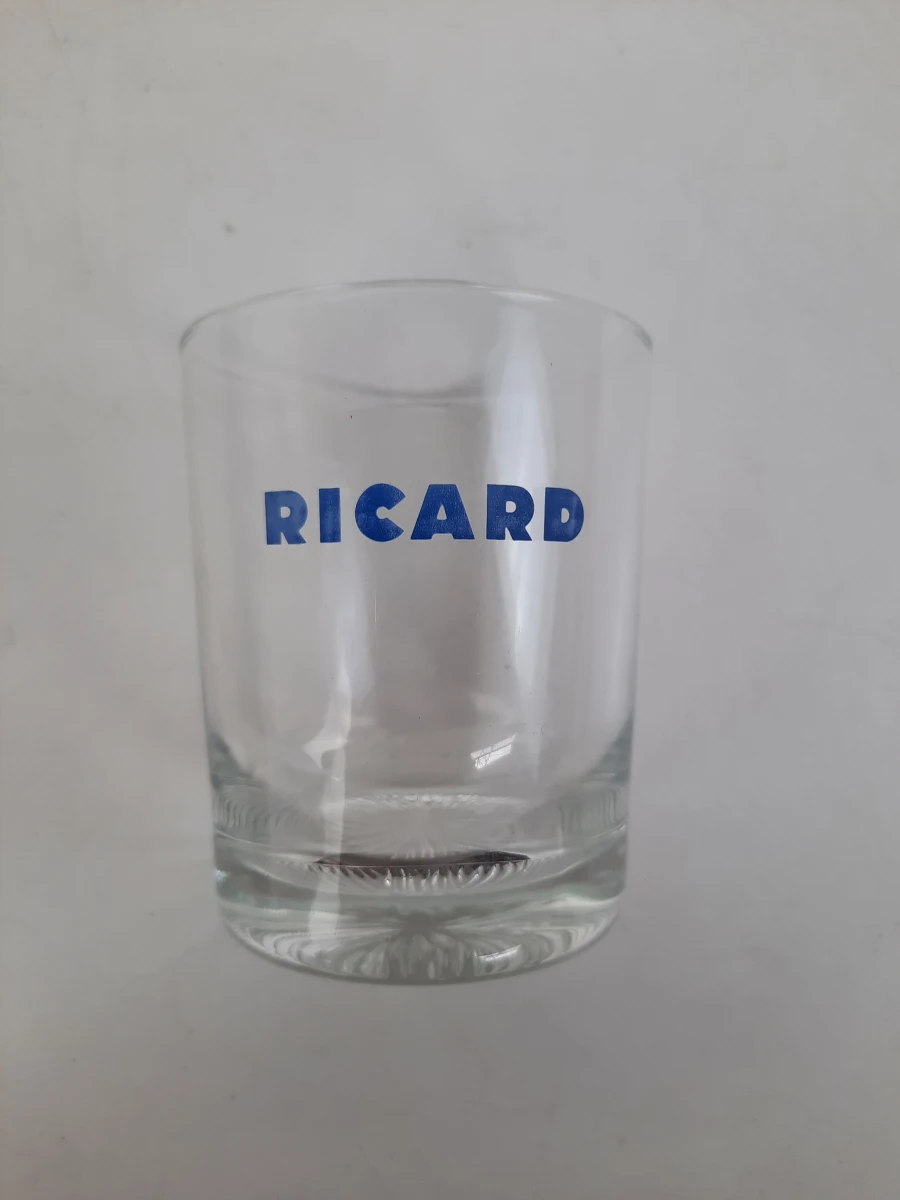 Set van 5 Vintage Ricard Pastis Glazen – Gecentreerd Blauw Logo & Sterbodem