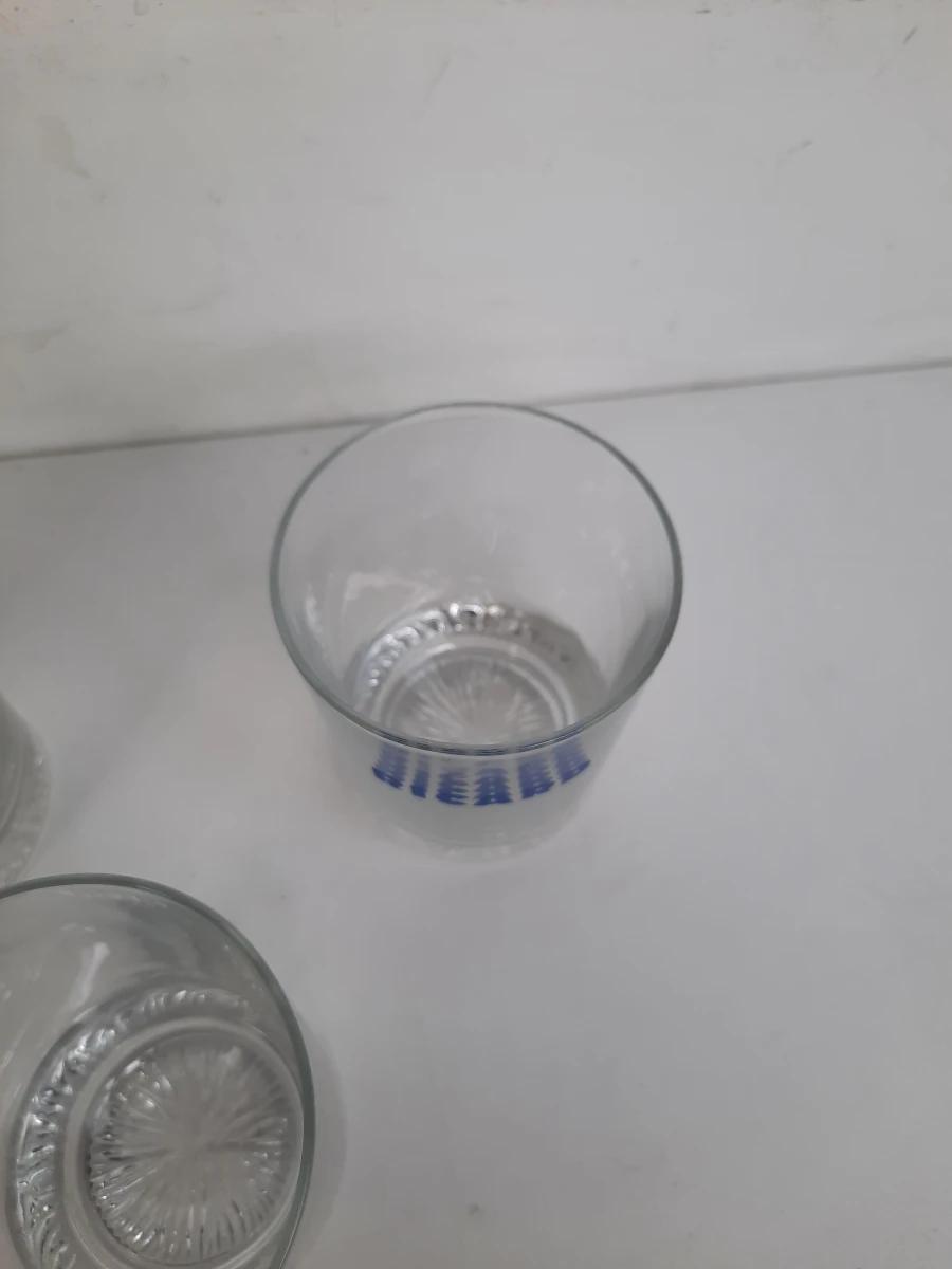 Set van 5 Vintage Ricard Pastis Glazen – Gecentreerd Blauw Logo & Sterbodem