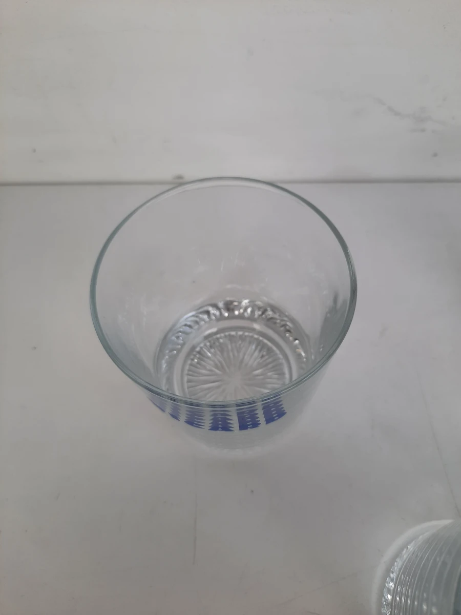 Set van 5 Vintage Ricard Pastis Glazen – Gecentreerd Blauw Logo & Sterbodem