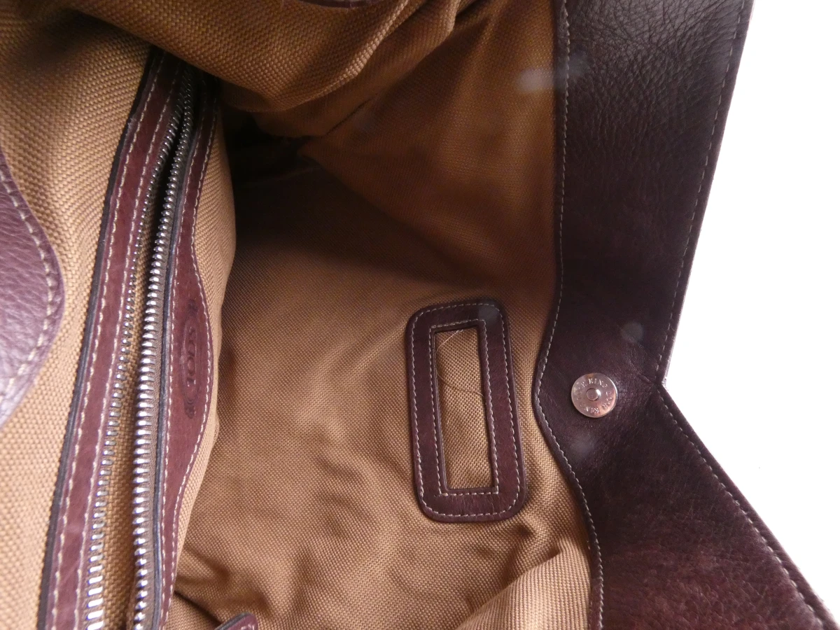 Donkebruine leren handtas