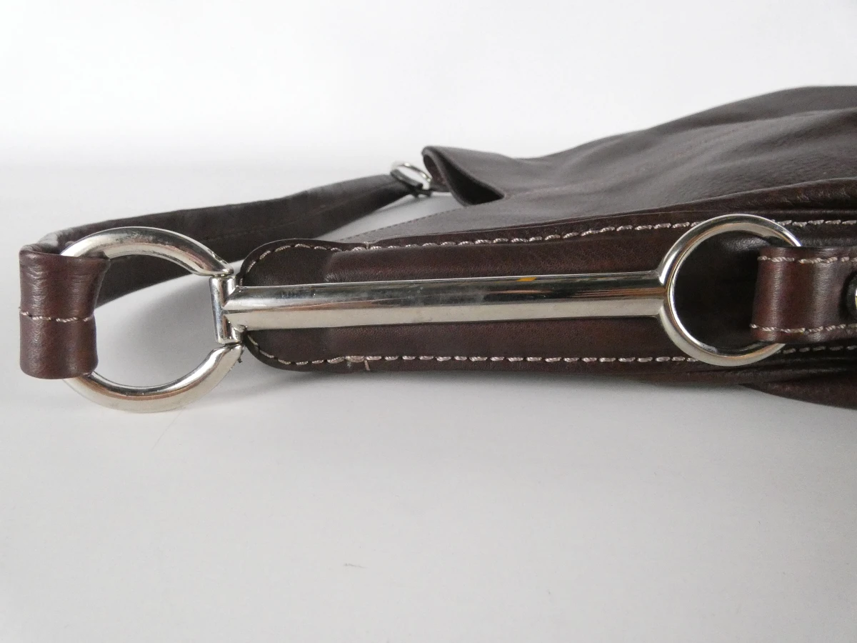 Donkebruine leren handtas
