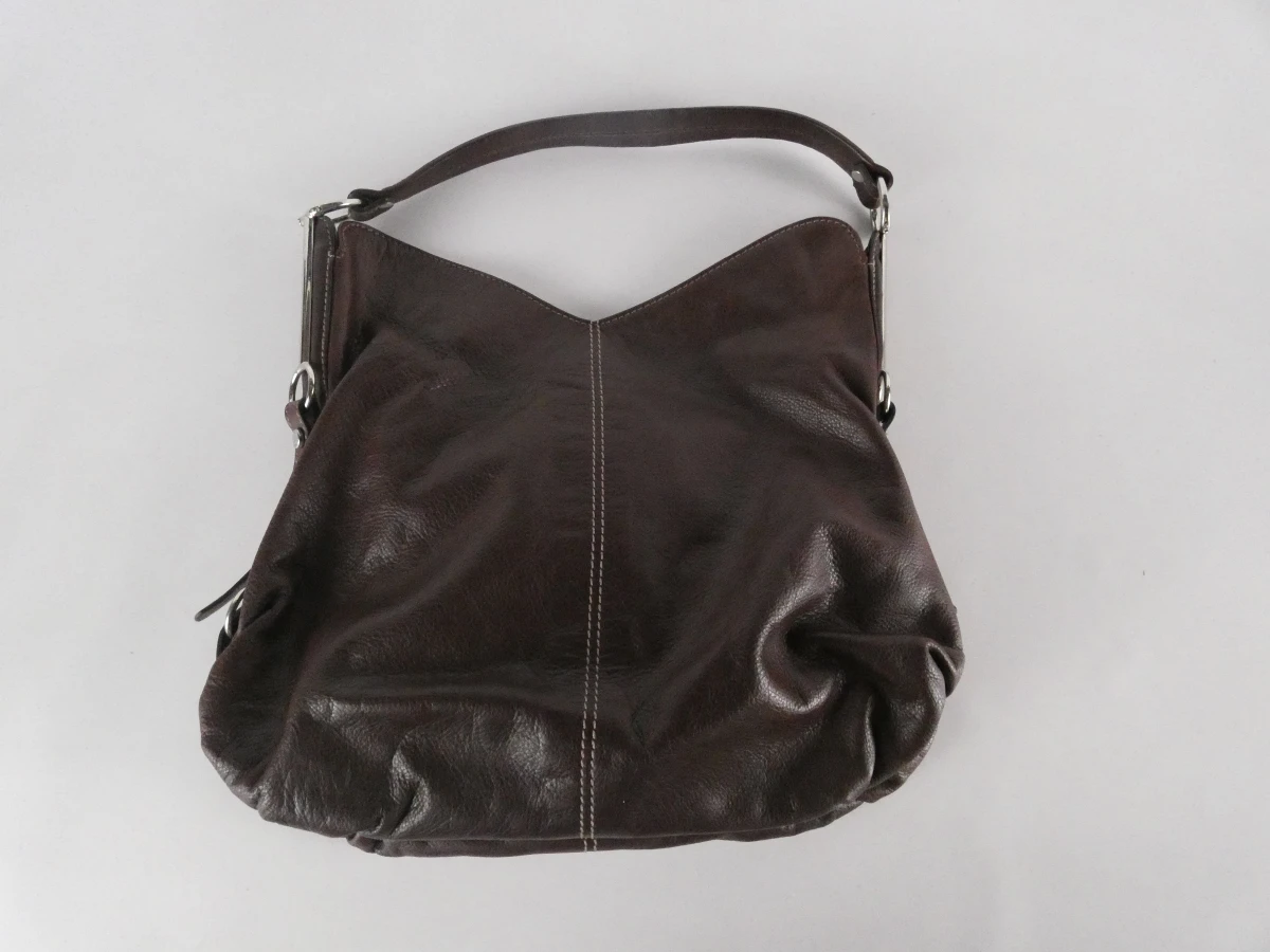 Donkebruine leren handtas