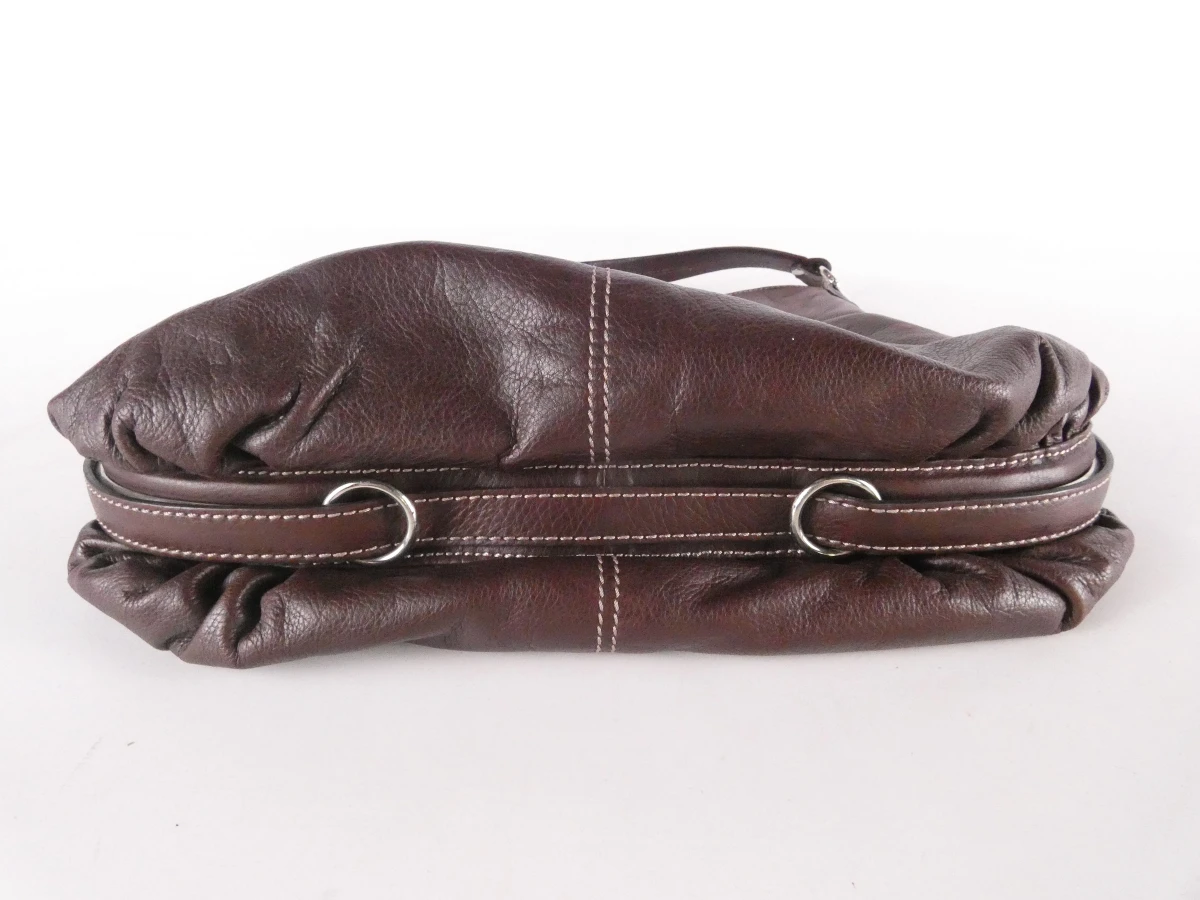 Donkebruine leren handtas